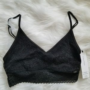 Calvin Klein unlined black lace bralette NWT